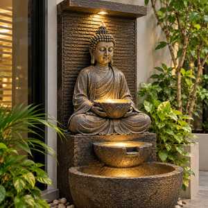 Fuente de Agua de Buda de Lujo de 5 Pies, Fuente de Piedra con Cascada para Interiores y Exteriores, Fuente de Meditación con Estatua - Product Image 4