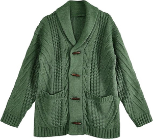 Custom <b>Vintage</b> College Letterman Knitted Cardigan with Button Decoration Trending Winter ODM OEM Services Printed Pattern - Product Image 1