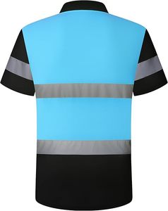 Safety ANSI Class 2 Reflective Polo Shirt Hi Vi Construction Short Sleeve T-Shirt Workwear with Reflective Tape - Product Image 6