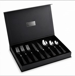 Ensemble de couverts minimalistes en acier inoxydable avec manche noir, passe au lave-vaisselle, vaisselle de mariage, pièce décorative - Product Image 6