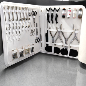 Hair Extension Tools <b>Kit</b> 52pcs White Storage Case Silver Stainless Steel Tools for Micro <b>Beads</b> Tape Hair Professional Stylists - Product Image 5