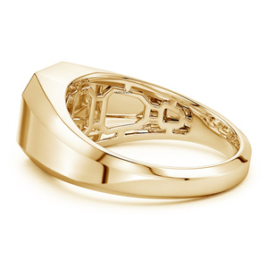 Anillo de Sello Minimalista de Oro Amarillo para Hombre con Diamante Negro de Corte Asscher Natural y Halo de Diamantes Blancos, Regalo de Boda y Compromiso, 10K 14K - Product Image 4