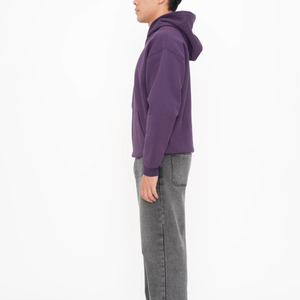Sudadera con capucha morada para hombre, corte regular, color sólido, informal, tejida, para otoño - Product Image 1