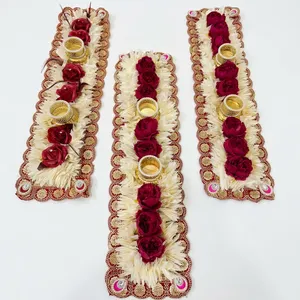 AARNA COLLECTION Traditional Art Deco Floral Tapestry Wall Hanging <b>Red</b> Roses <b>Candle</b> Holders Birthday Wedding Home Decor - Product Image 2