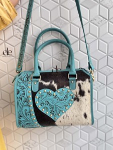 Bolso de Hombro de Cuero de Alta Calidad, Nuevo, Tallado a Mano, Estilo Bohemio, con Pelo de Vaca, Hecho a Mano, Elegante - Product Image 5
