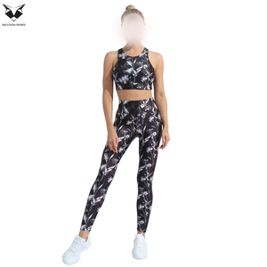 Conjunto Deportivo con Estampado Floral para Mujer, Leggings de Fitness de Alta Elasticidad, Sujetador Deportivo de Cuello Alto para Correr, Conjunto de Dos Piezas para Yoga y Gimnasio - Product Image 3