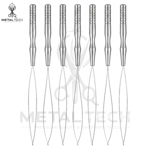 Professional Silver Hair Extension Loop <b>Needle</b> Wire <b>Threader</b> Pulling Hook for Micro Links Silicone Beads Application Set - Product Image 2