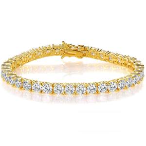 Bracelet chaîne tennis moderne et minimaliste plaqué or jaune massif, serti de diamants de laboratoire taille ronde, bijou pour usage quotidien - Product Image 5
