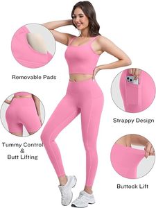 Top Trending Bnice Solid <b>Lace</b> Women's Yoga Leggings 2-Piece Set High Waist Seamed Breathable Spandex/Nylon Butt Lift Fitness - Product Image 2