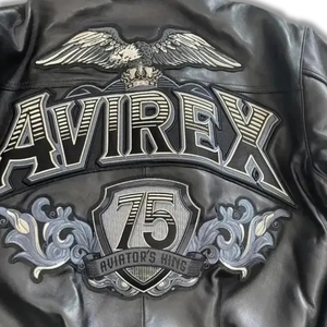 Genuine 75th Anniversary Aviators King Black Leather <b>Jacket</b> Coated Letter Breathable Windproof High-Volume Commemorative - Product Image 4