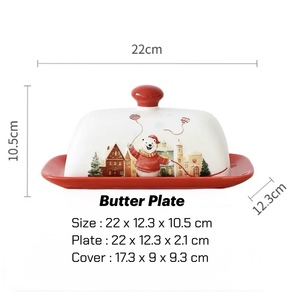 จานเซรามิกสำหรับใส่เนยสำหรับคริสต์มาส ลายหมีขั้วโลกนูนแบบคริสต์มาส - Product Image 6