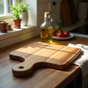 Planche à découper de cuisine en bois massif de qualité supérieure avec coins arrondis, surface de découpe durable pour la préparation de la viande, des légumes et du pain, utilisation domestique - Product Image 2