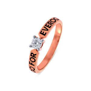 Anillo Halo Clásico Romántico en Oro Rosa con Racimo Completo de Diamantes y Acabado Pulido, Anillo Solitario de Eternidad - Product Image 1