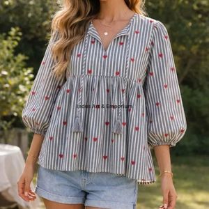 เสื้อคุर्ติสั้นลำลองสำหรับฤดูร้อนสำหรับผู้หญิง ผลิตจากผ้าฝ้าย 100% พิมพ์ลายด้วยมือ ยั่งยืนต่อสิ่งแวดล้อม จาก Wholesale Indus Art & Emporium - Product Image 4