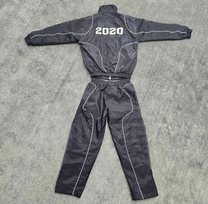 Conjunto deportivo de 2 piezas con pantalones y chaqueta con cordón, 100% nailon, impermeable, estilo urbano, cortavientos, para hombre. - Product Image 4