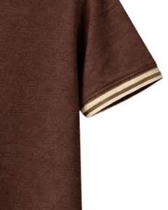 Manufacturer <b>Brown</b> <b>Mens</b> Quarter Zip Polo <b>Shirt</b> Short Sleeve Rib Collar Casual Summer Wear Cotton Blend Custom Manufacturer - Product Image 5