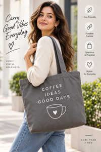 กระเป๋าผ้าแคนวาส Coffee Ideas Good Days ดีไซน์พิมพ์ลายมินิมอลสำหรับการช้อปปิ้งทุกฤดูกาล - Product Image 6