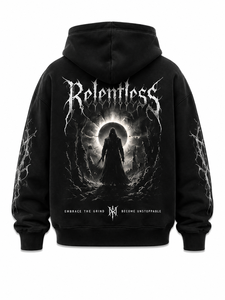 Relentless Gothic Hoodie <b>Men</b> Black Cotton Printed Design Regular Fit Autumn Wear - Product Image 3