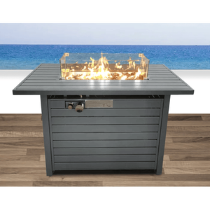 25 H X 42 W Steel Propane Outdoor <b>Fire</b> <b>Pit</b> <b>Table</b> with Lid Durable & Stylish for Outdoor Entertaining - Product Image 1