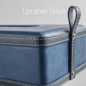 Modern Leather Tissue Box Cover Tissue Holder <b>Napkin</b> <b>Dispenser</b> for Bathroom Home Office and Restaurant Blue Leather Tissue Box - Product Image 3