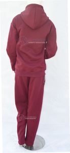 Burgundy Women's Hooded Regular Fit 100% Cotton Heavyweight Fleece Eco-Friendly 400g Sweat Set Top Bottom Custom Color Private - Product Image 4