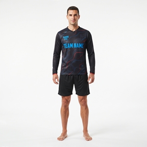 Camiseta Deportiva Personalizable para Hombre, 100% Poliéster, Estilo Fútbol Americano, Cuello en V, Manga Larga y Pantalón Corto, Corte Atlético, Talla Regular - Product Image 5