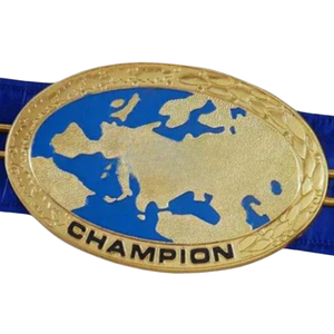 Ceinture de champion de lutte en or, sangle bleue personnalisée, ceinture de sport professionnelle avec icônes de lutte - Product Image 2