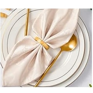 Anillos de Servilleta Metálicos con Acabado Dorado, Diseño Exclusivo, Decoración para Mesa de Boda, Artículos de Catering - Product Image 1