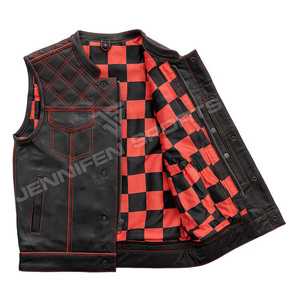 Mens Genuine Leather Motorcycle <b>Vest</b> For Men Black Diamond Stitched Concealed Carry Biker <b>Vest</b> Customized Leather Jackets - Product Image 5