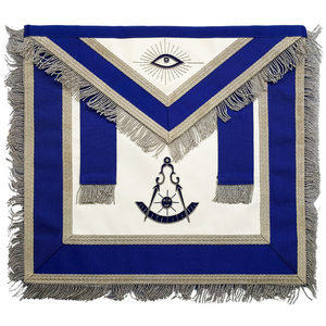 ผ้ากันเปื้อนพิธีกรรมเมสันรุ่น Grand Master Blue Lodge - สีขาวล้วน พร้อมลายพวงมาลัยและเสา  ผ้ากันเปื้อนเมสันระดับพรีเมียม ผลิตจากวัสดุคุณภาพสูง - Product Image 6