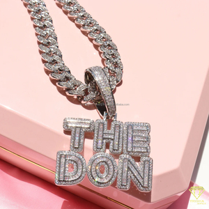 Custom <b>Name</b> Pendant " The Don " Necklace Moissanite Diamond Cuban <b>Chain</b> Hip Hop Jewelry For Men Women - Product Image 4