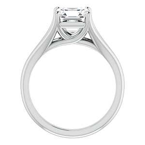 Bague de fiançailles de luxe en moissanite taille Asscher à double sangle en or blanc 14K, bague de mariée solitaire minimaliste, bague de demande en mariage personnalisée - Product Image 6
