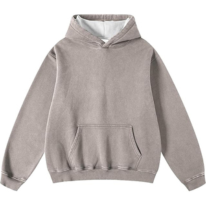 Sudadera con Capucha Unisex Vintage en Color Gris Taupe, Lavado Ácido, de Algodón Grueso, Estilo Desgastado, Tono Tierra, Streetwear - Product Image 1