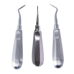 ชุดเครื่องมือถอนฟันแบบ Luxating Elevator 6 ชิ้น พร้อมเครื่องมือผ่าตัดปลายโค้ง Periotome Osteotome สำหรับถอนรากฟัน สีเงิน ด้ามจับแบบมีลาย - Product Image 4