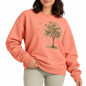 เสื้อสเวตเชิ้ตคอกลม ยูนิเซ็กส์ สำหรับฤดูหนาว สวมใส่สบาย แขนยาว ผ้าถักขนแกะ 100% ผ้าฝ้าย พิมพ์ลายต้นไม้ ทรงโอเวอร์ไซส์ - Product Image 1