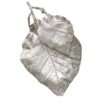 Nouveau plateau de service en aluminium en forme de feuille pour la maison, plateau à fruits pour mariage, finition brillante or, argent, nickel, fait main