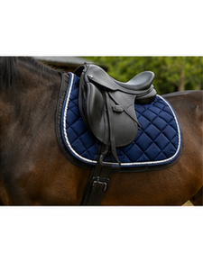 Tapis de selle d'équitation bleu marine personnalisé avec logo, respirant, matelassé, antidérapant - Product Image 4