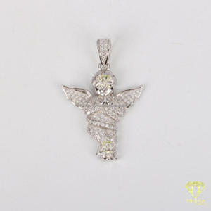 Religious Angel Charm Pendant in 925 Sterling Silver with Brilliant Moissanite Diamond Shine - Product Image 6