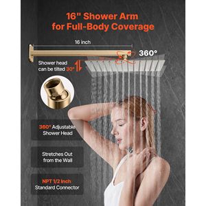 Wall Mounted 12 Inch Square Rainfall Bathroom <b>Shower</b> System Handheld Spray with Rain <b>Shower</b> Head <b>Bath</b> Hardware <b>Sets</b> - Product Image 2