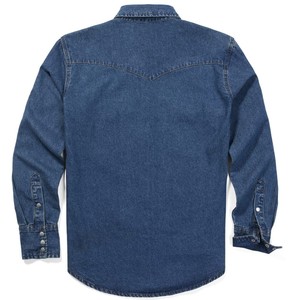 เสื้อเชิ้ตยีนส์ผู้ชาย แขนยาว ผ้าฝ้าย 100% นุ่ม สวมใส่สบาย มีกระเป๋า ทรงเข้ารูป ยืดหยุ่นเล็กน้อย เสื้อผ้าสไตล์คาวบอยสำหรับผู้ชาย - Product Image 4