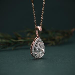 Anillo de diamantes de corte pera cultivados en laboratorio de oro rosa de 18k premium, 3.26 ct, joyería fina para mujer, fabricante de anillos de compromiso de lujo. - Product Image 3