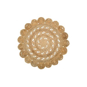 Handcrafted Jute Round Medallion Rug Bohemian Style Flat Weave Living Room Decor Spot <b>Clean</b> - Product Image 4
