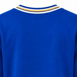 Pull en maille pour femme bleu roi Sigma Gamma Rho avec broderie dorée des lettres grecques, logo blanc écriture cursive et rayures blanc-or, col rond - Product Image 6