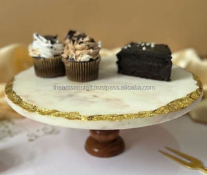 Support à gâteau en marbre blanc pour affichage élégant fait à la main pour les desserts Support à gâteau rond en marbre pour les mariages et les fêtes - Product Image 4