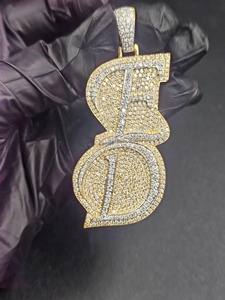 Pendentif lettre ED en moissanite, argent 925, cristal, strass, micro-incrustation, style hip-hop, bijoux pour homme, cadeau - Product Image 2