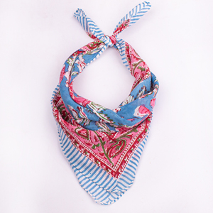 Diadema de Algodón con Estampado Floral Estilo Bohemio, Color Turquesa y Blanco, Accesorio Casual Transpirable de Verano para Unisex - Product Image 3