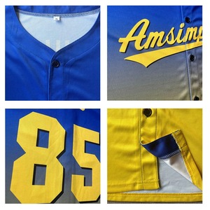 Maillot de baseball personnalisé par sublimation, uniforme d'équipe complet avec boutons, tenue sportive d'équipe, logo personnalisé, nom et numéro OEM - Product Image 4