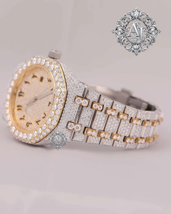 Montre de luxe Afar Jewels sertie de diamants, montre-bracelet en argent à quartz avec cadran entièrement serti de diamants, chiffres uniques - Product Image 1