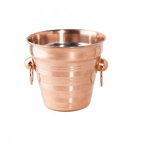 Cubo de hielo de acero inoxidable, diseño redondo vintage, resistente al óxido, enfriador para fiestas con asas. - Product Image 6
