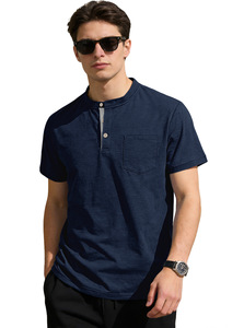 Men's <b>Henley</b> Polo Shirt <b>Short</b> <b>Sleeve</b> Pocket Knitted Casual Uniform Tee - Product Image 5